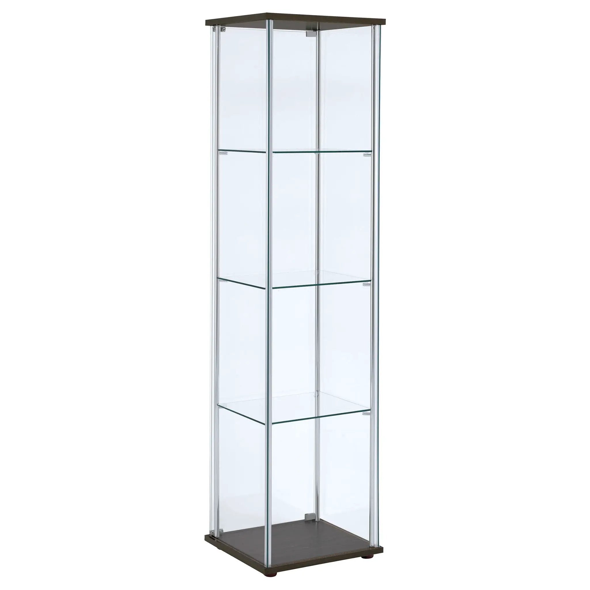Bellatrix 3-shelf Clear Glass Curio Cabinet Cappuccino by Unique Piece Furniture
