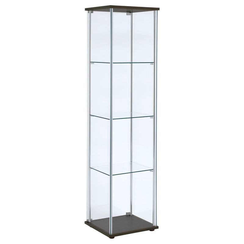 Bellatrix 3-shelf Clear Glass Curio Cabinet Cappuccino by Unique Piece Furniture