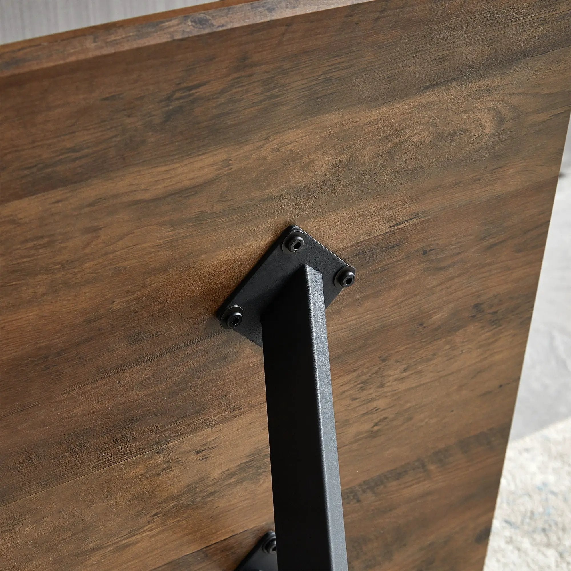 Modern Minimalist Style Dining Table MDF Wooden Top Metal Shelf Metal Heat Transfer Legs Leveling Feet For Dining Room Kitchen Office Table - Walnut / Black by HouseOfZazla