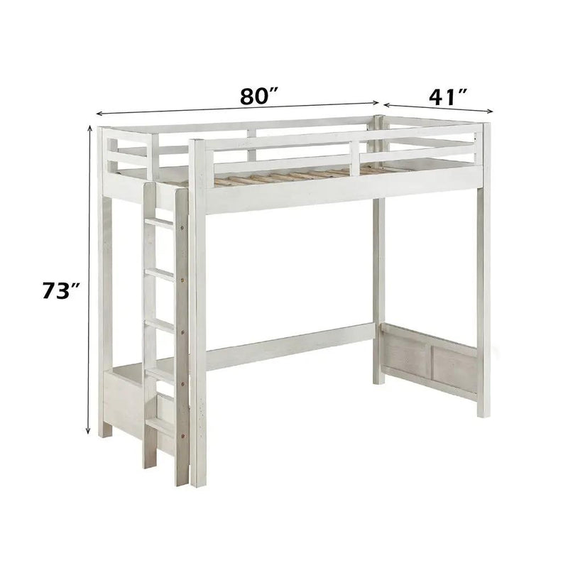 Celerina - Twin Loft Bed - Weathered White by Unique Piece Furniture