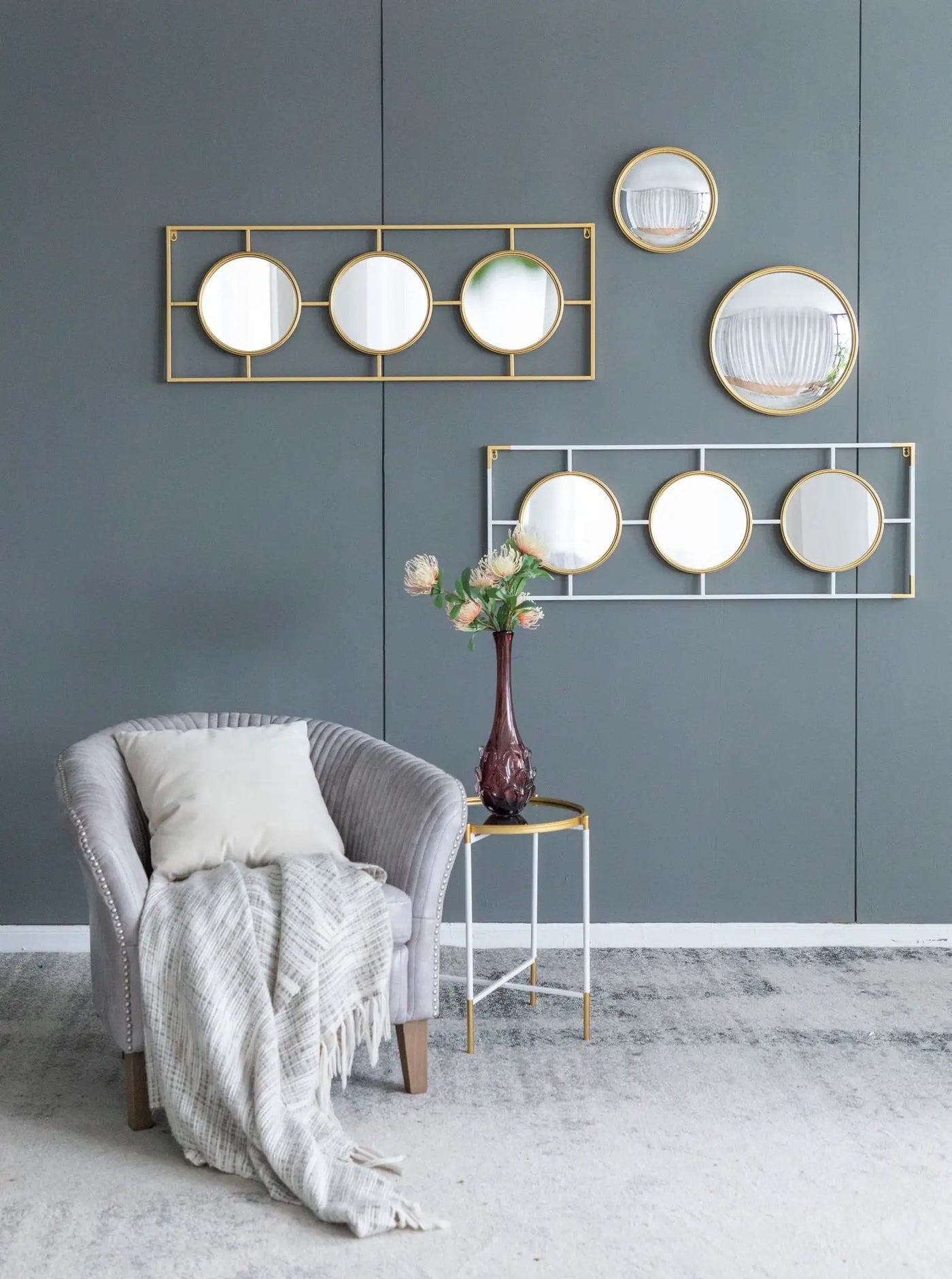 3 Mirror Piece Wall Mirror InRectangular Frame, Home Wall Decor For Bedroom Living Room by Unique Piece Furniture