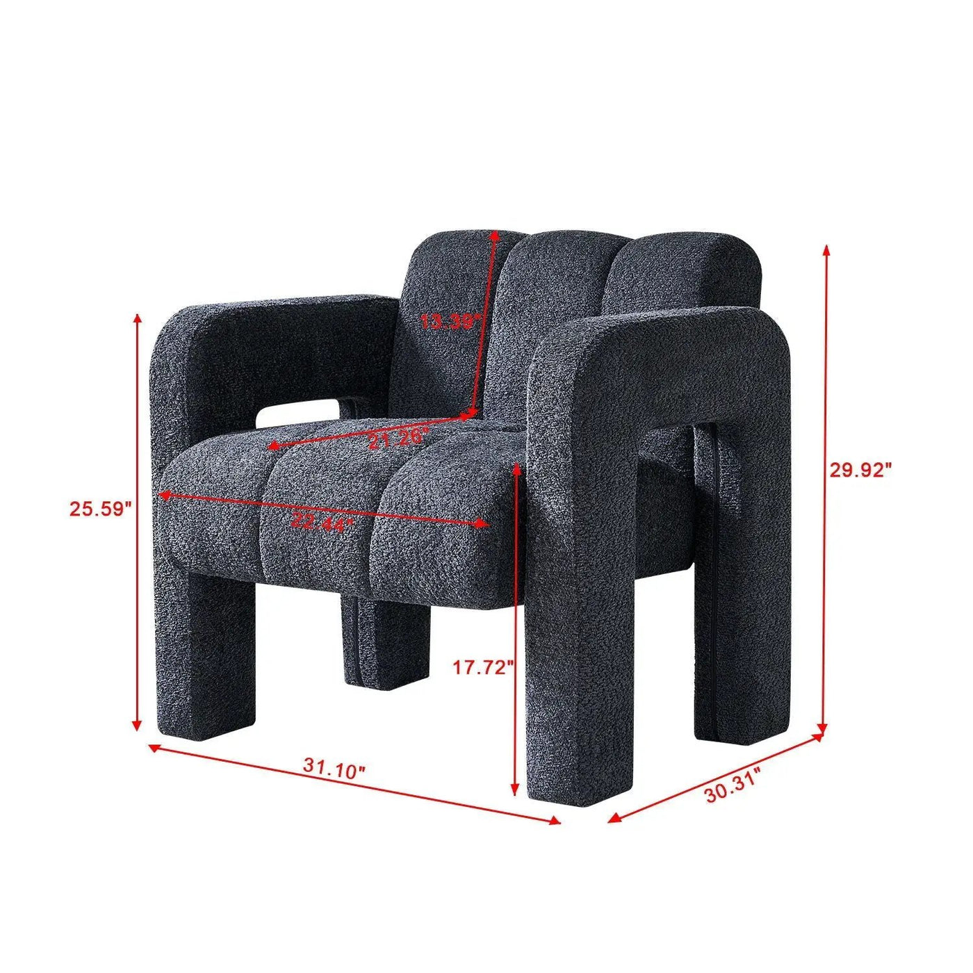 31.10" Boucle Upholstered Accent Chair by HouseOfZazla