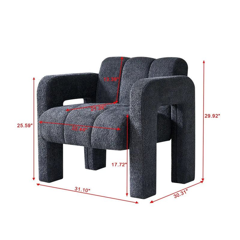 31.10" Boucle Upholstered Accent Chair by Unique Piece Furniture