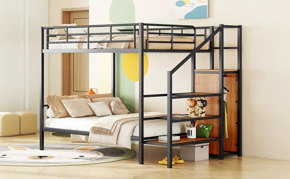 Bunk Bed With Lateral Storage Ladder And Wardrobe by HouseOfZazla