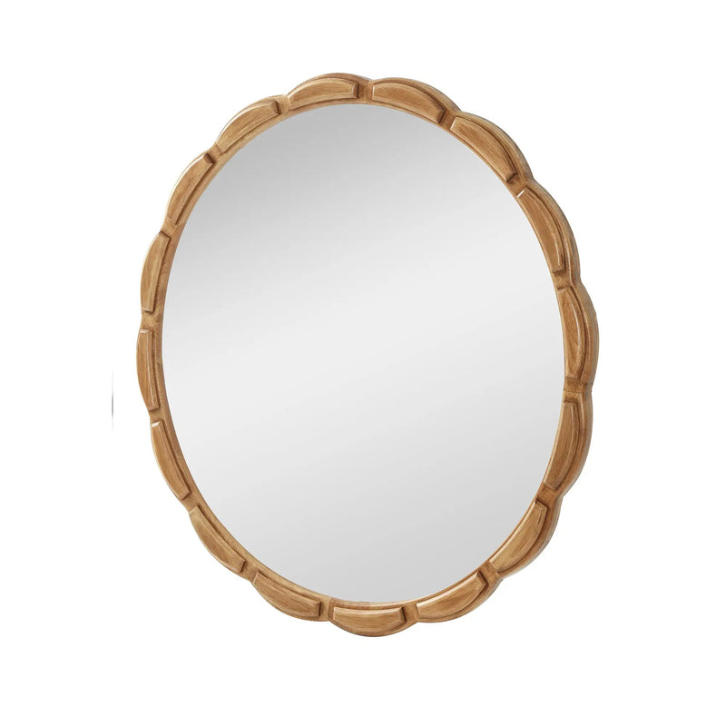 Round Solid Wood Wall Mirror - 31.5" Rustic Farmhouse by HouseOfZazla