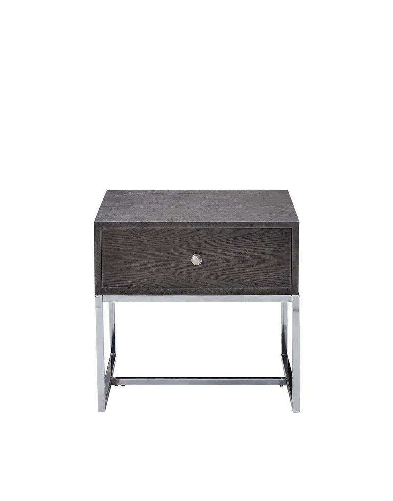 Iban End Table - Gray Oak / Chrome by HouseOfZazla