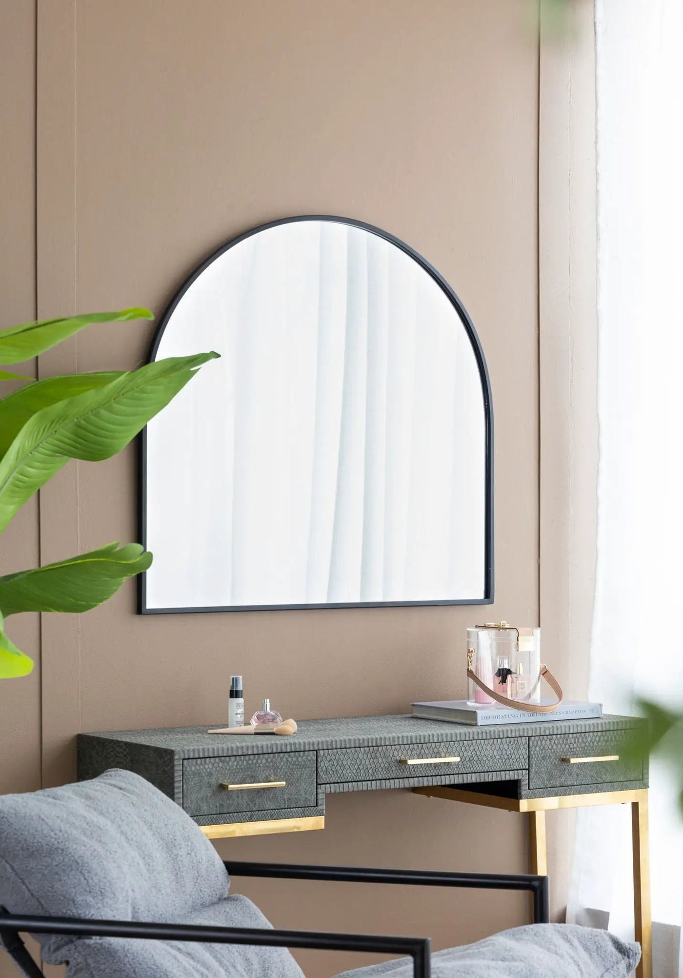 Arched Mirror With Metal Frame, Wall Mirror For Living Room Bedroom Entryway by Unique Piece Furniture