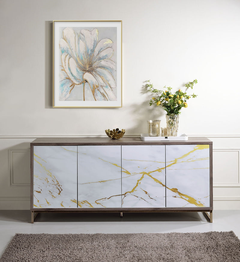 Paavan Console Cabinet - White / Champagne by HouseOfZazla