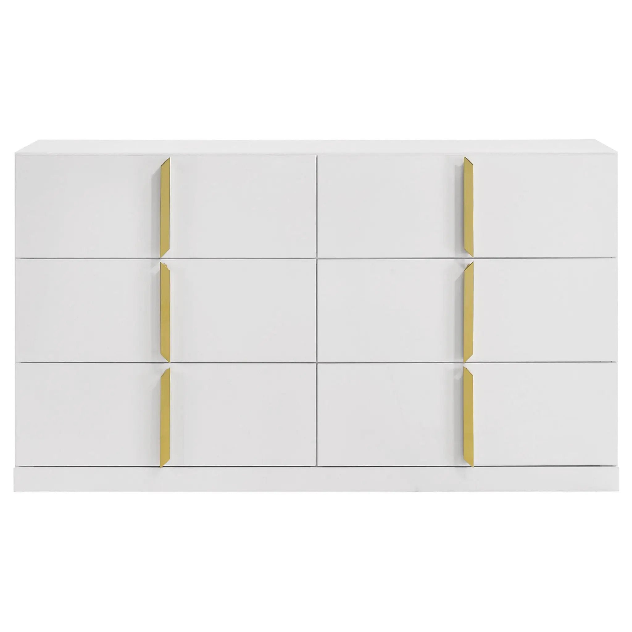 Ines 6-drawer Bedroom Dresser Cabinet White High Gloss by Unique Piece Furniture
