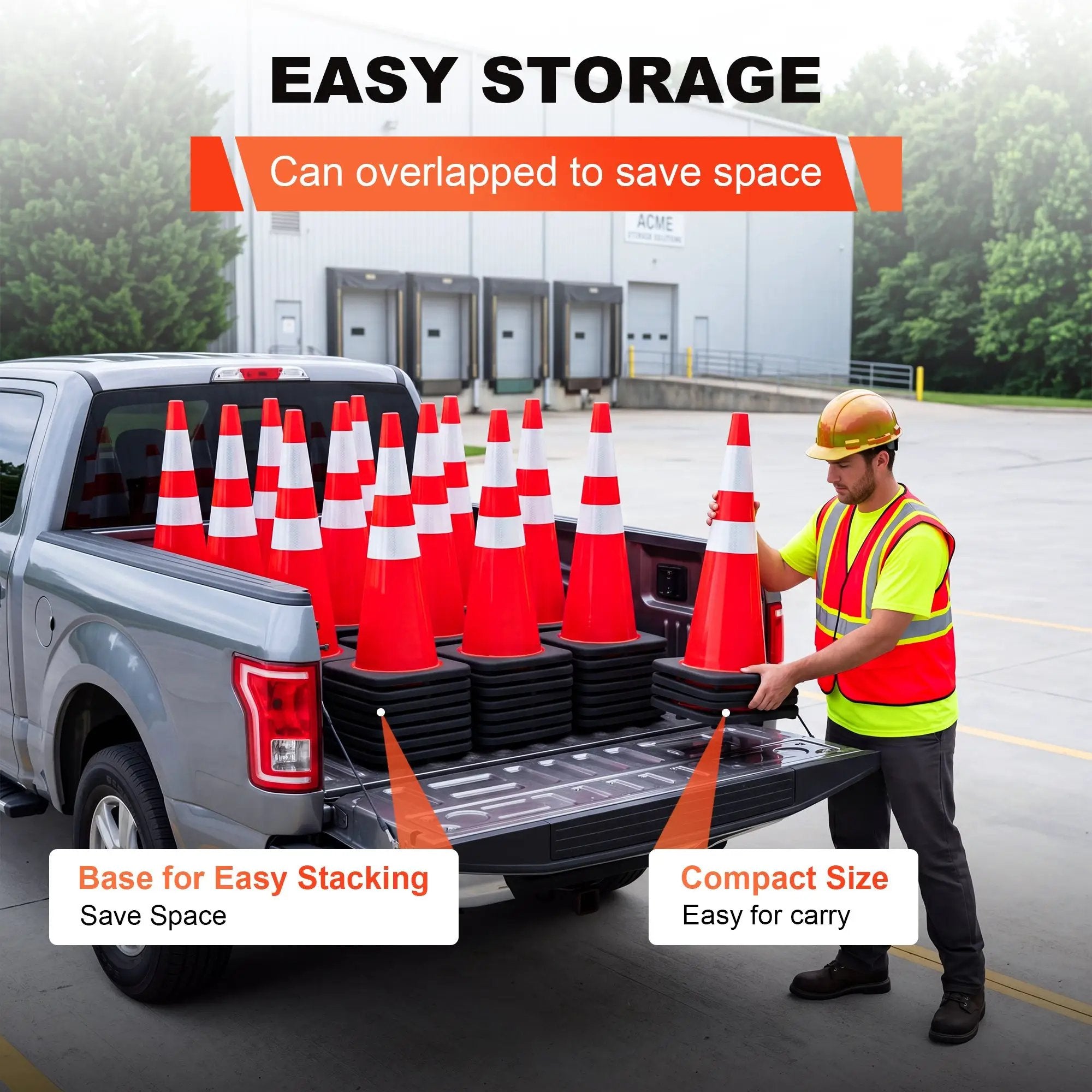 36" Heavy-Duty Traffic Cones with High-Visibility Reflective Collars - 4 Pack by HouseOfZazla