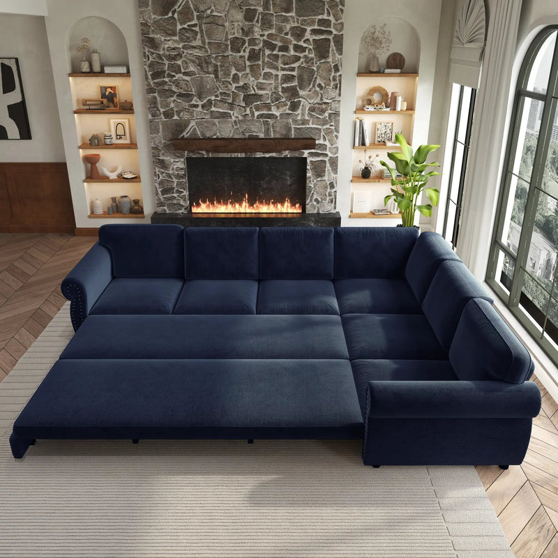 118" L-Shaped Convertible Sleeper Sofa by HouseOfZazla