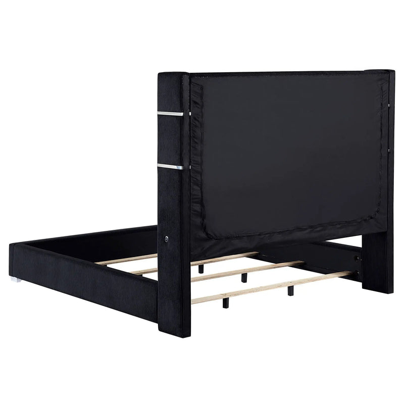 Tisdall Upholstered Queen Flame Visualizer Bed Black by Unique Piece Furniture