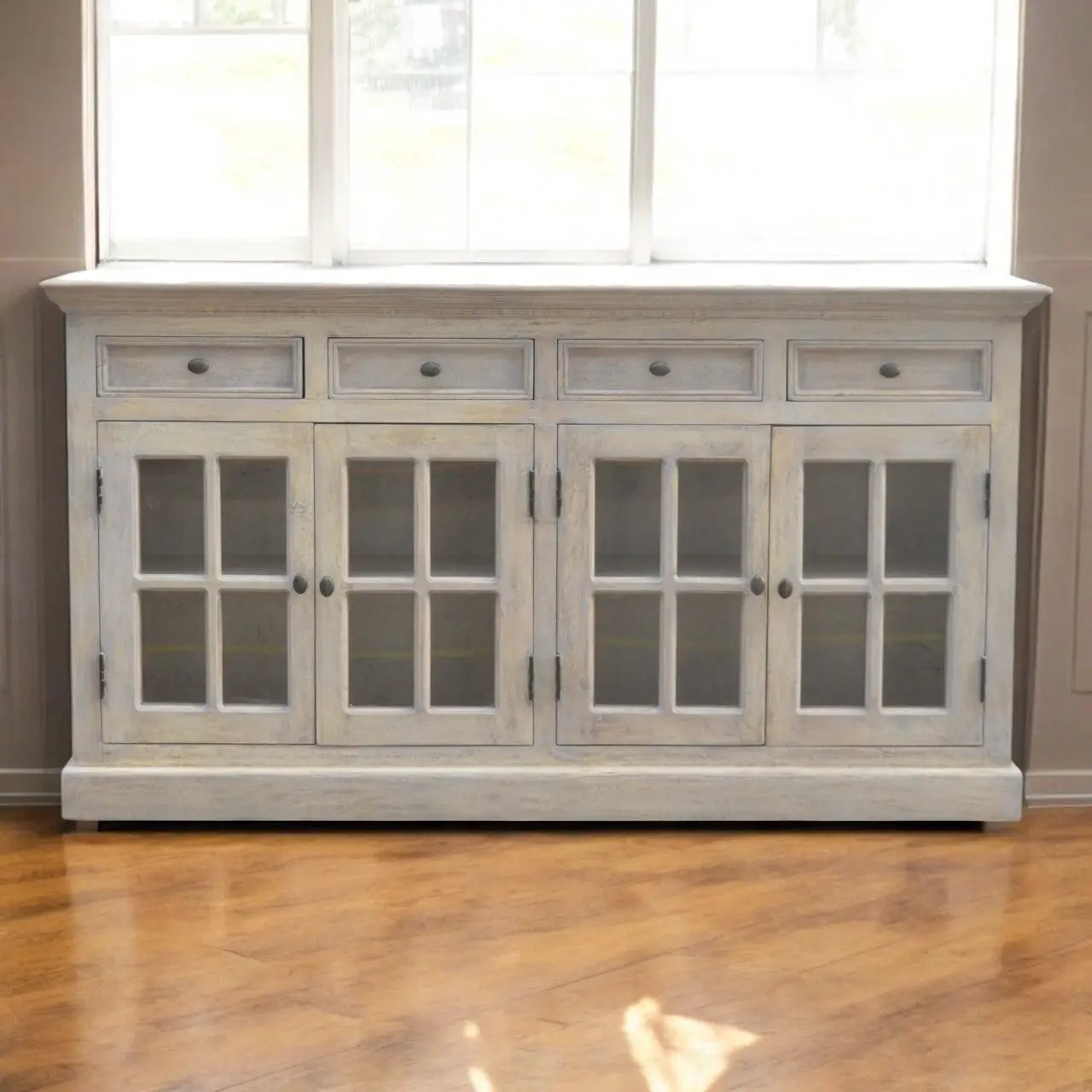 Solid Wood Stone Acid Wash Glazed Sideboard by HouseOfZazla