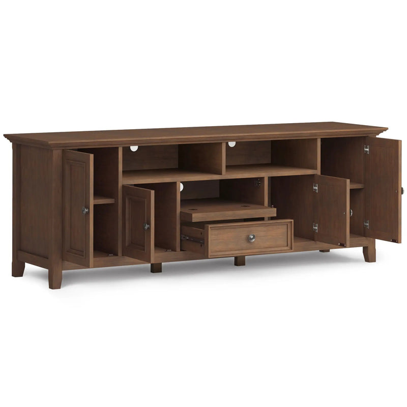 Amherst - Wide TV Media Stand - Rustic Natural Aged Brown by HouseOfZazla