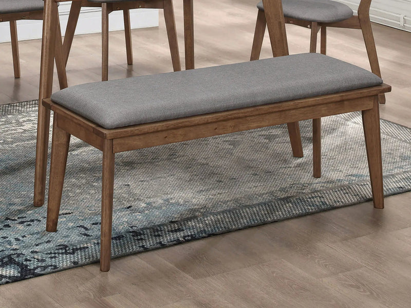 Alfredo Upholstered Dining Bench Grey and Natural Walnut by Unique Piece Furniture