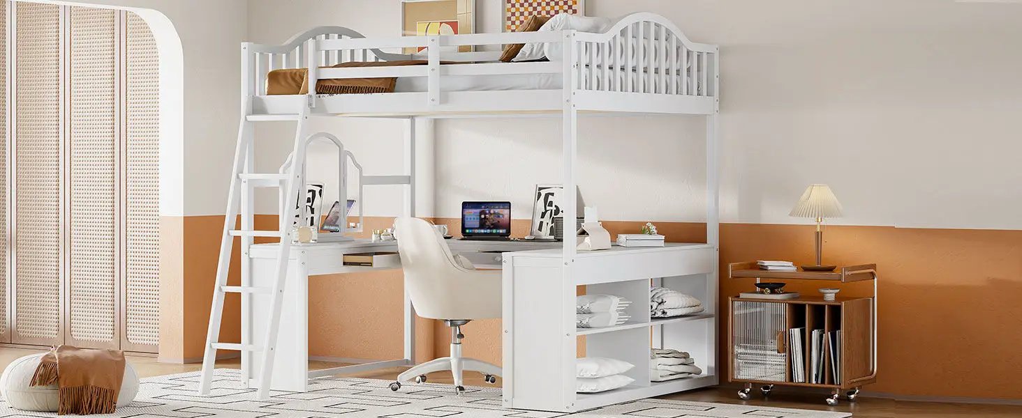 Loft Bed With Drawers, Cabinet, Shelves With Desk by HouseOfZazla