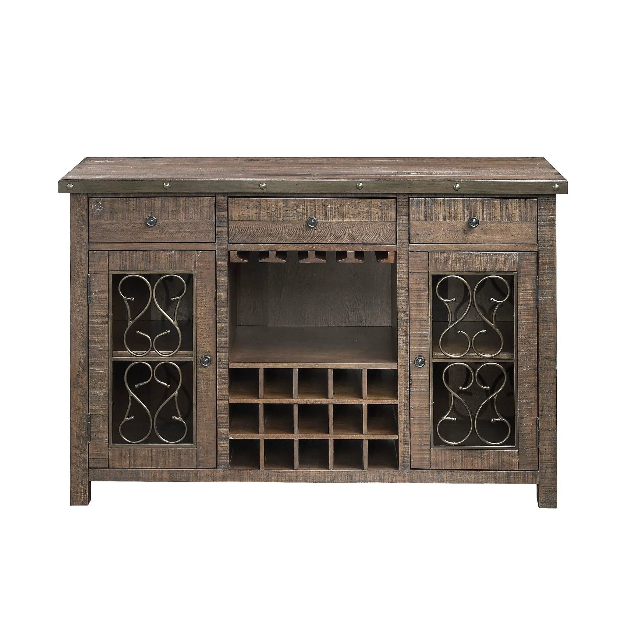 Raphaela Server With Cup Holder & Wine Rack - Cherry by HouseOfZazla