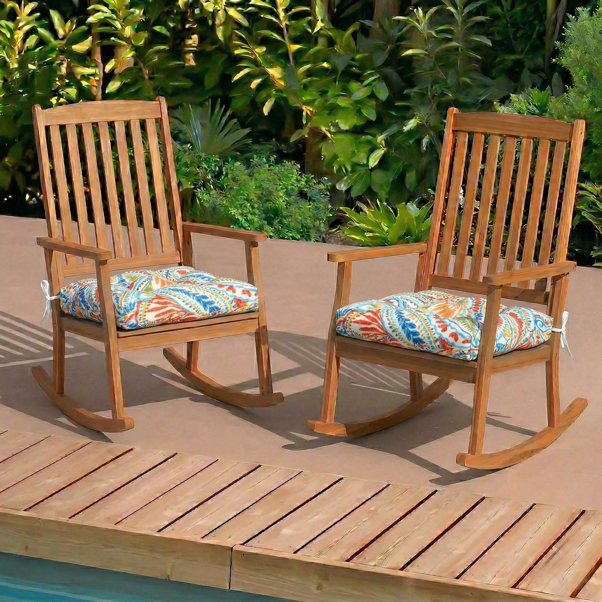 Outdoor Chair Cushions Set of 2, 19 x 19 x 4 Inch Tufted Seat Cushions by HouseOfZazla