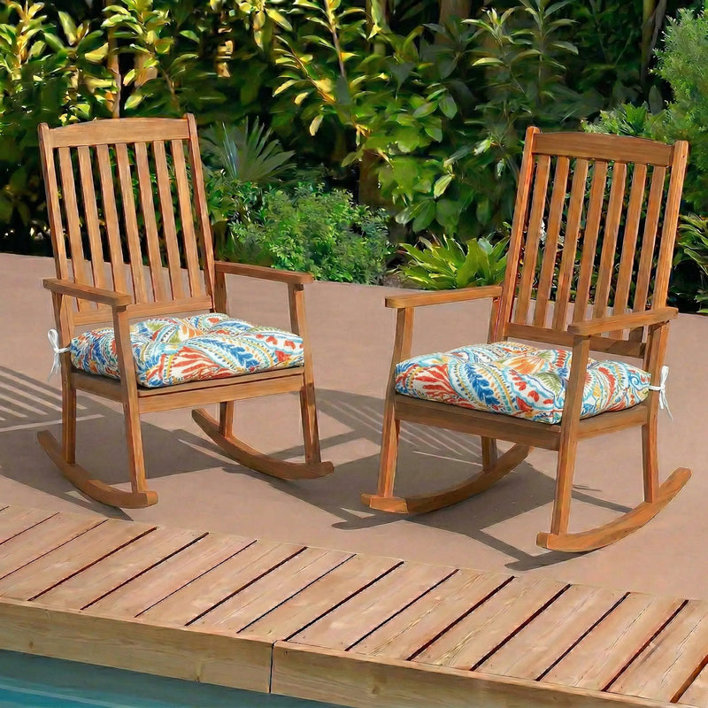 Outdoor Chair Cushions Set of 2, 19 x 19 x 4 Inch Tufted Seat Cushions by HouseOfZazla