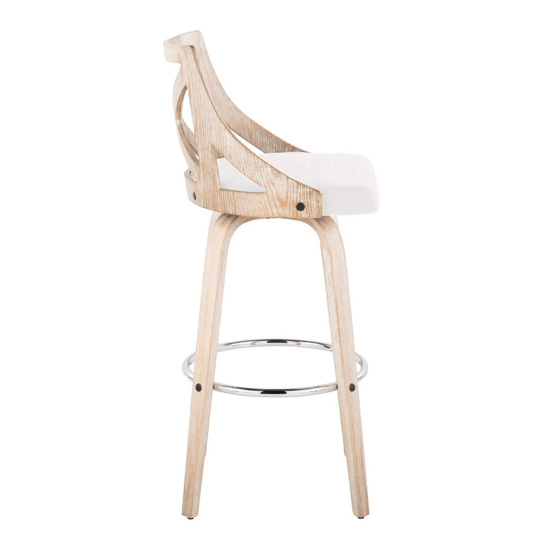 Charlotte - Farmhouse Fixed Height Bar Stool With Swivel And Round Footrest (Set of 2) by Unique Piece Furniture