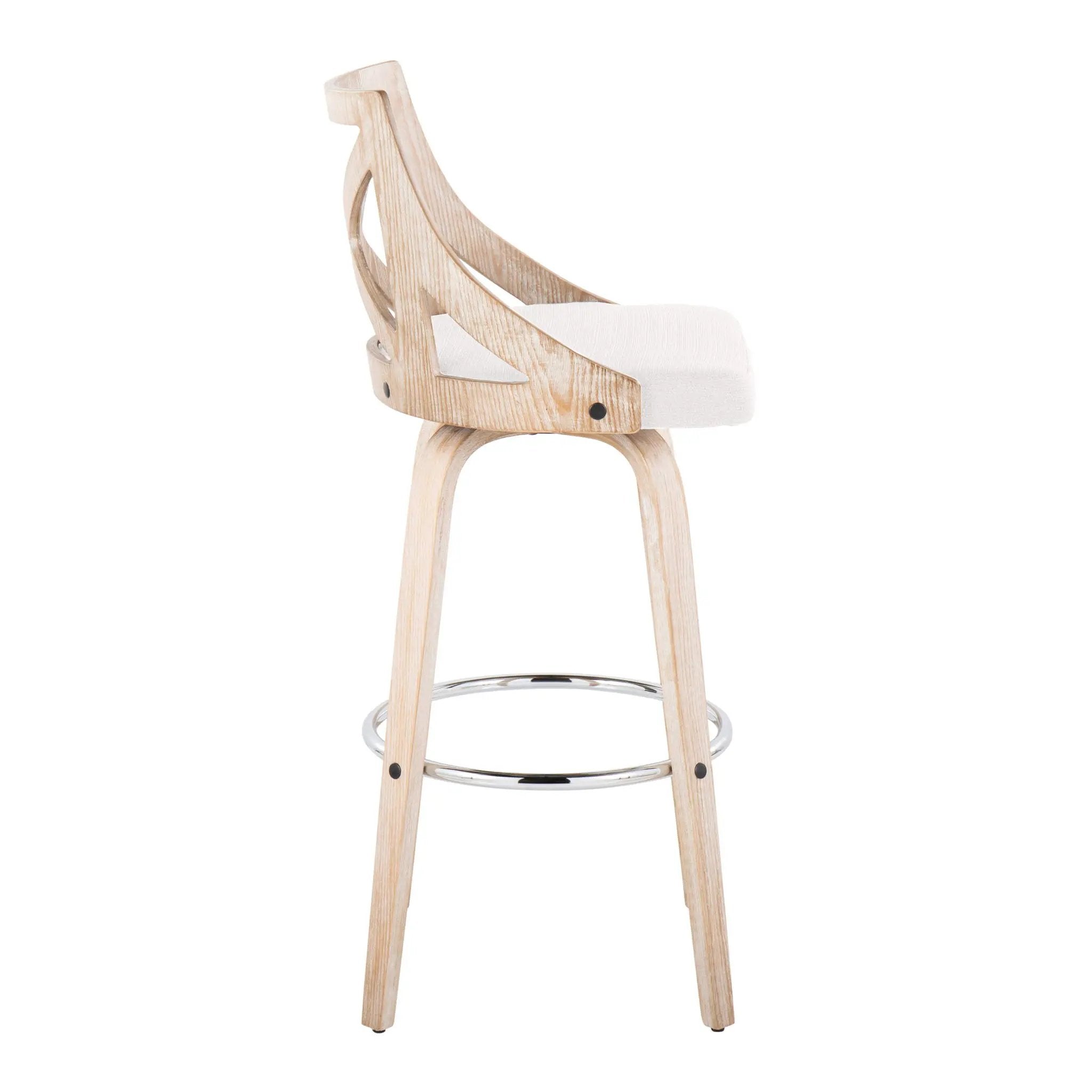 Charlotte - Farmhouse Fixed Height Bar Stool With Swivel And Round Footrest (Set of 2) by HouseOfZazla