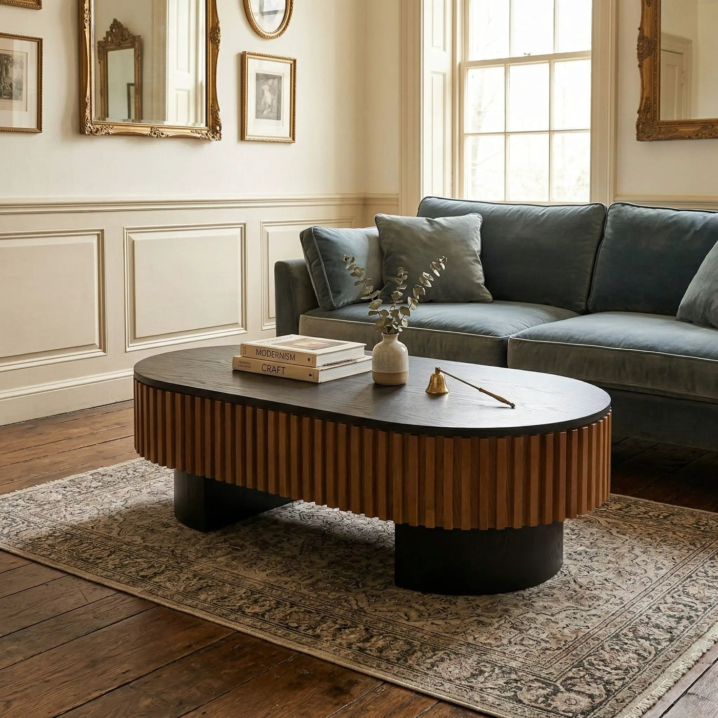 Elliptical Living Room Coffee Table With Hidden Storage And Removable Tabletop by HouseOfZazla