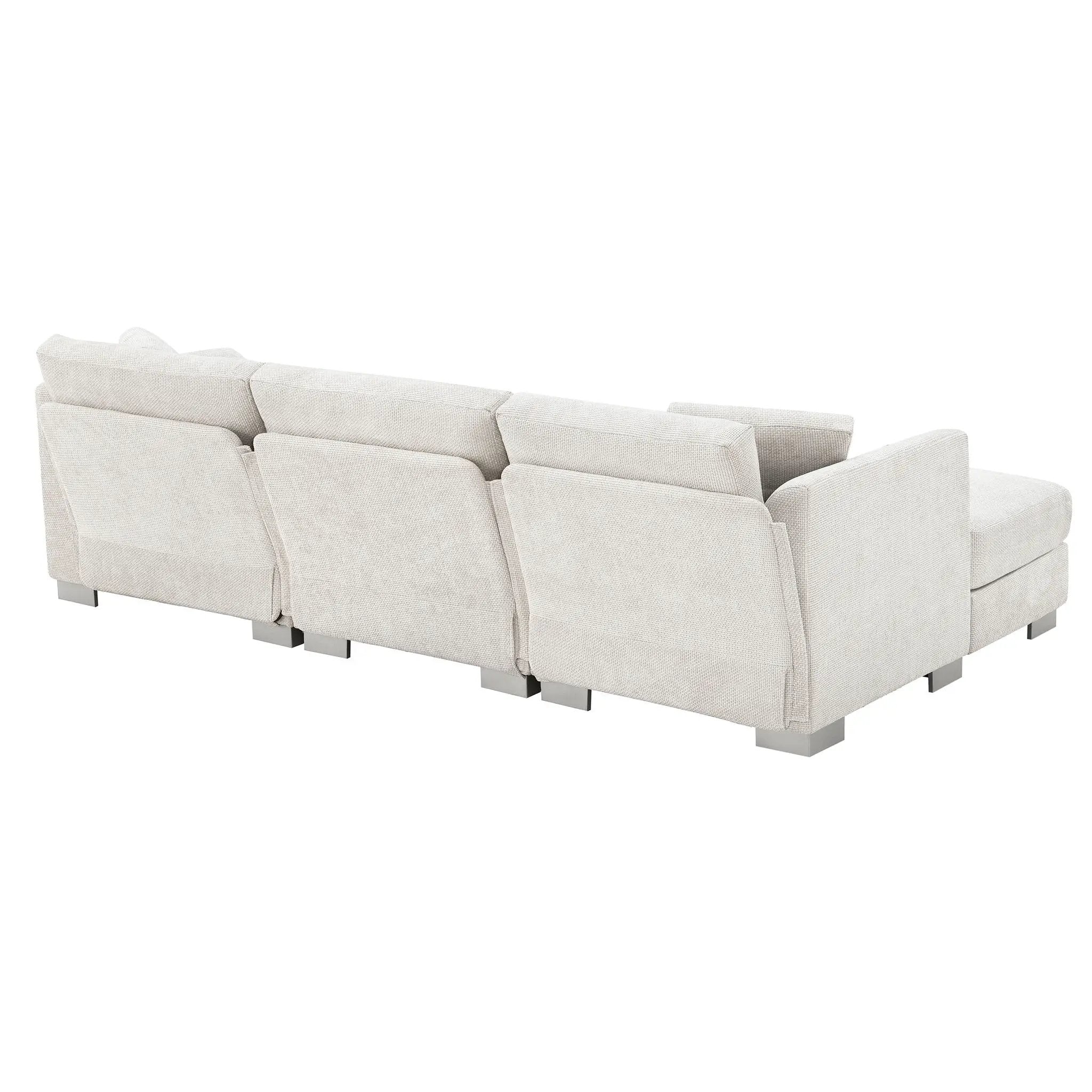Modern Cloud Sectional Sofa L Shaped Luxury Couch Set With 2 Free Pillows 4 Seat With Oversized Chaise by HouseOfZazla