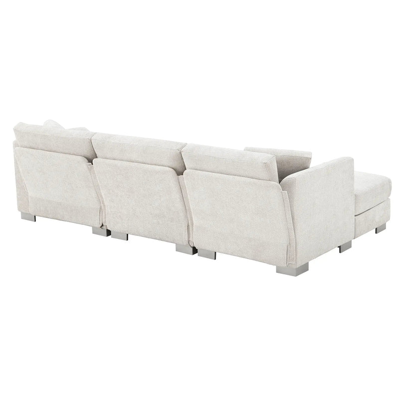 Modern Cloud Sectional Sofa L Shaped Luxury Couch Set With 2 Free Pillows 4 Seat With Oversized Chaise by HouseOfZazla