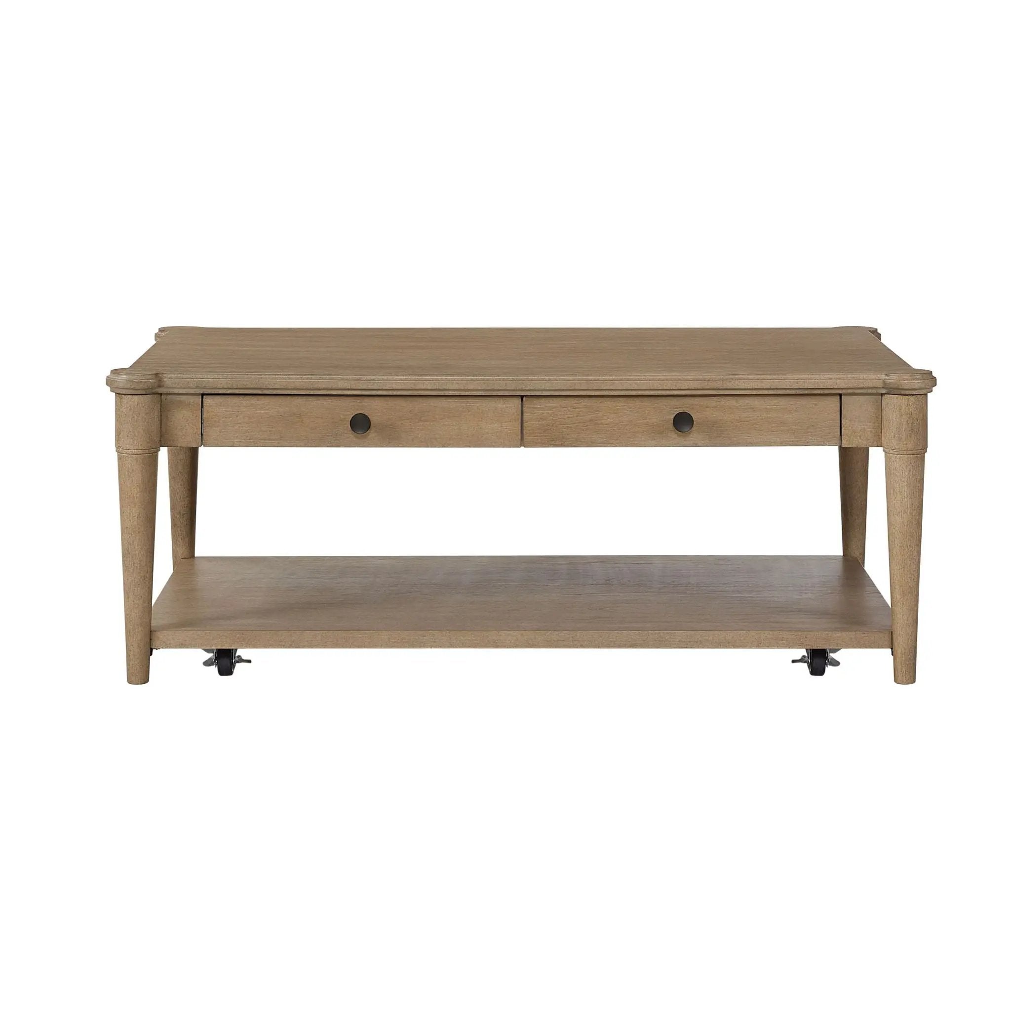 Cocktail Table With Two Storage Drawers And Casters by HouseOfZazla