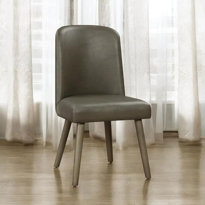 Waylon - Side Chair (Set of 2) - Gray Synthetic Leather & Gray Oak by Unique Piece Furniture
