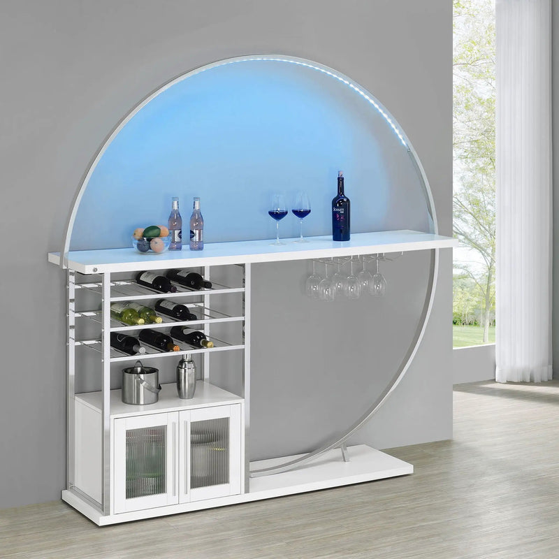 Risley 2-door Circular LED Wine Cabinet White High Gloss by Unique Piece Furniture