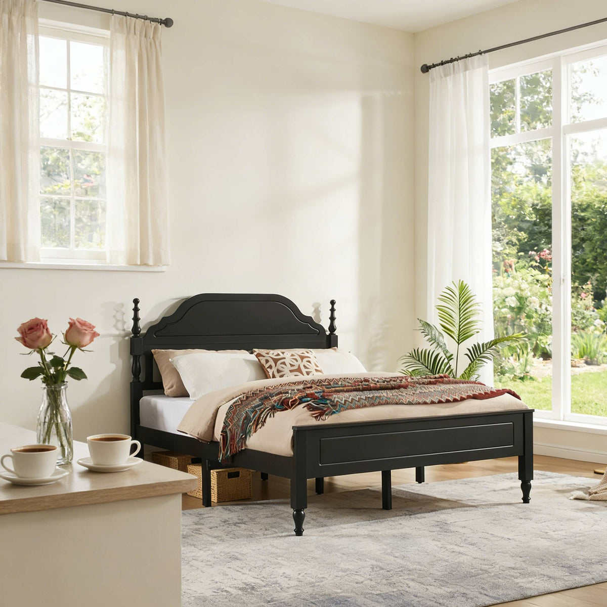 Elegant Bedroom Centerpiece Queen Bed with Padded Headboard Insert, photo 5 of 9