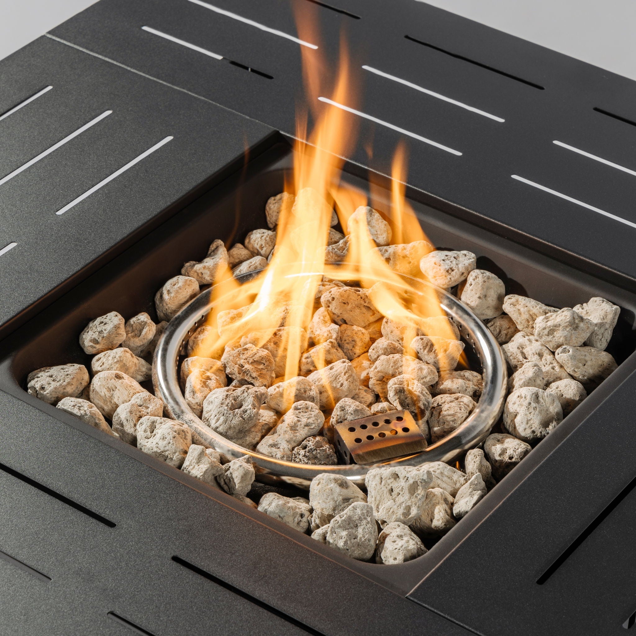 Propane Gas Fire Pit Table, 50000 Btu, Rectangular For Outside - Black by HouseOfZazla