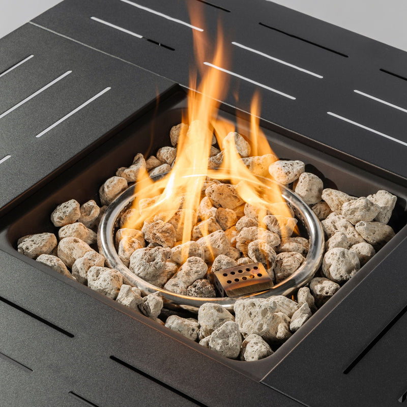 Propane Gas Fire Pit Table, 50000 Btu, Rectangular For Outside - Black by HouseOfZazla