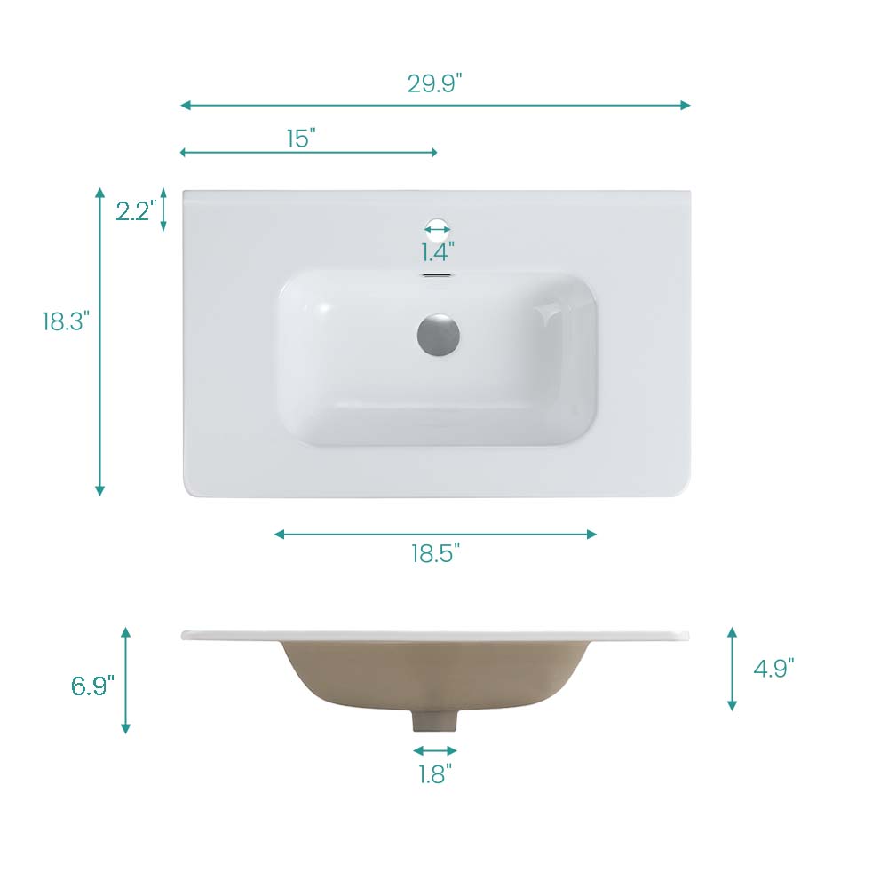 BB04-30-301 Integrated Bathroom Sink by HouseOfZazla
