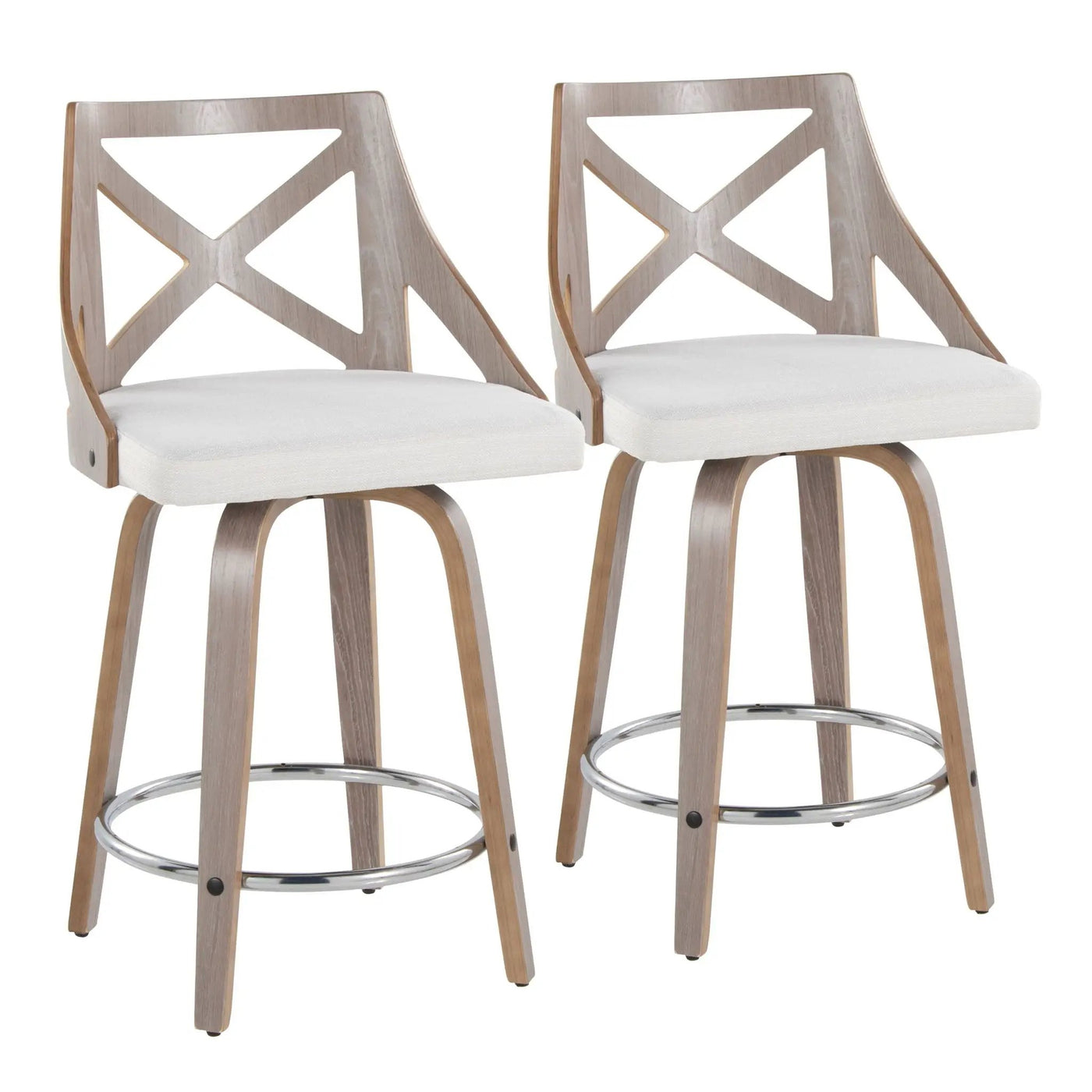 Charlotte - Farmhouse Fixed Height Counter Stool & Swivel With Round Footrest (Set of 2) by HouseOfZazla