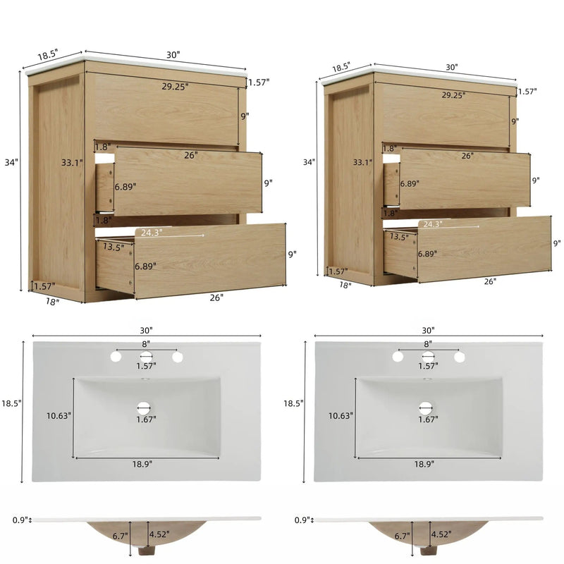 Double Sinks Bathroom Vanity Set with 2 Ceramic Basins by HouseOfZazla