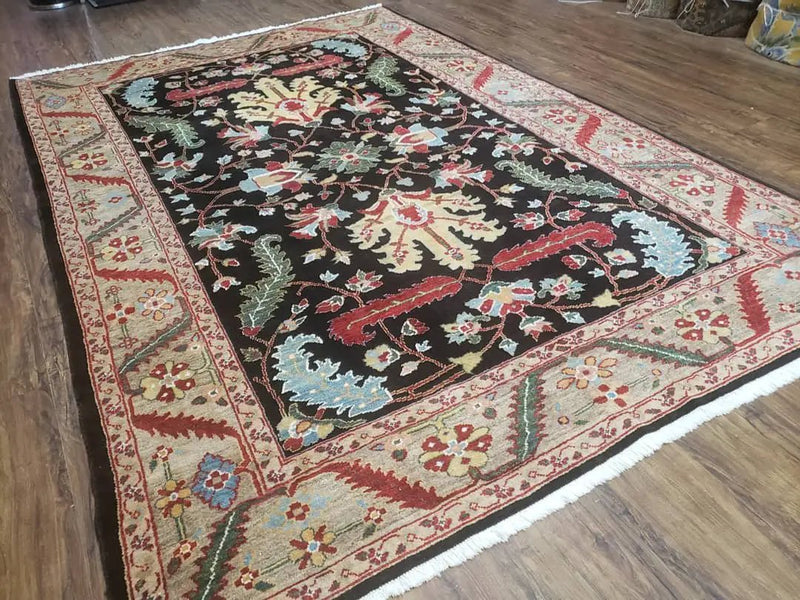 Peshawar Rug, 6x9 Rug, Hand Knotted Wool Area Rug, Black and Silver Rug, Unique Oriental Carpet, Handmade, Medium Sized Rug, Persian Rug by Jewel Rugs
