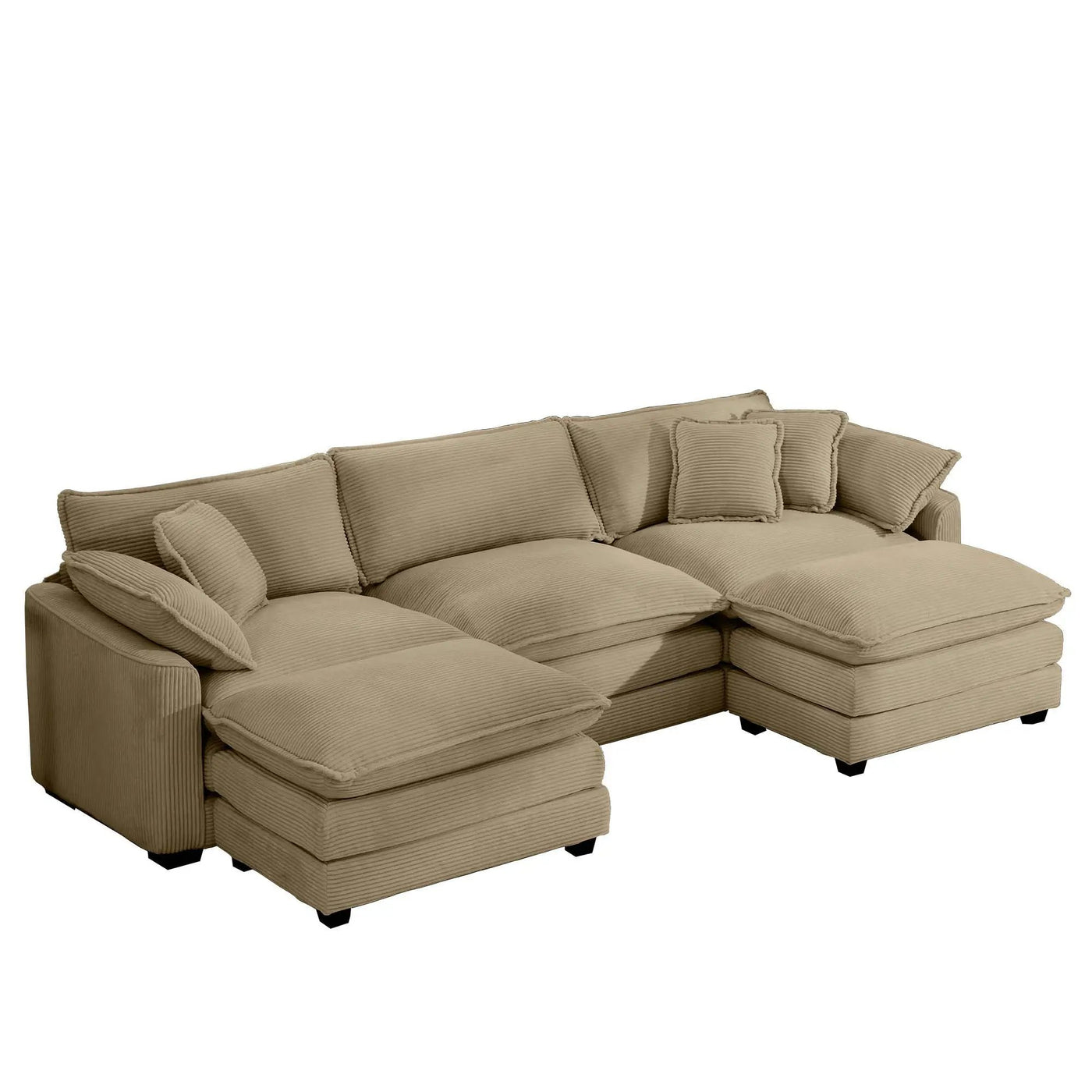 Modern Oversized Modular Cushion Sofa With Ottoman, Low Back, Deep Seating Sofa Set by HouseOfZazla