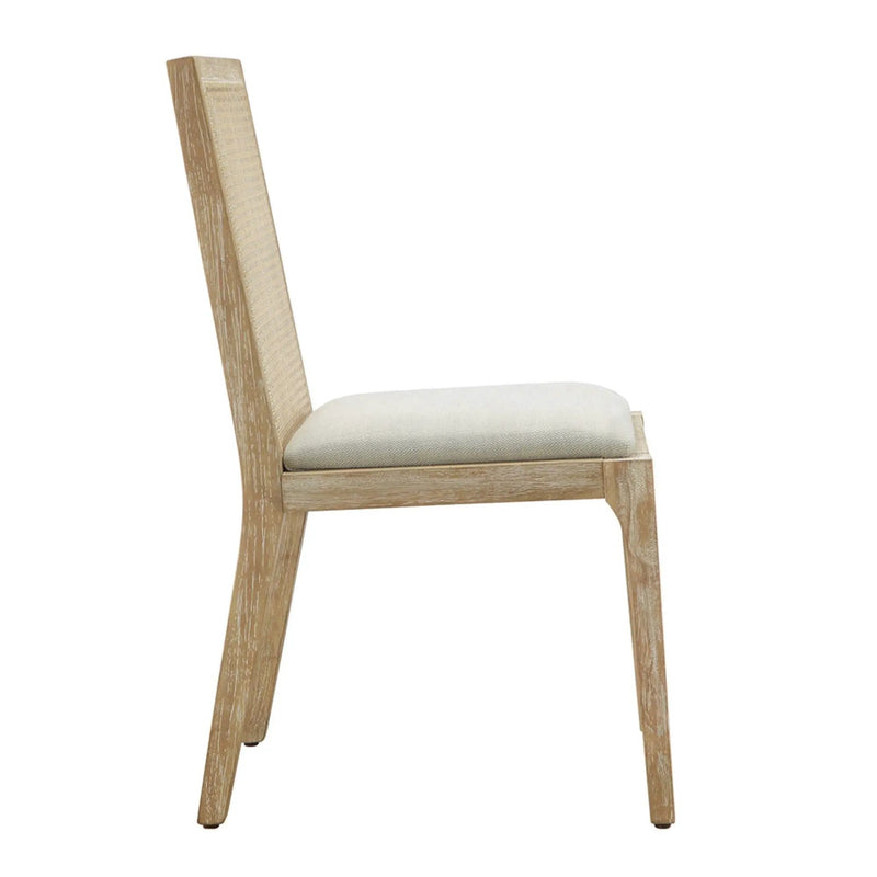 Dining Chair With Synthetic Cane Back And Upholstered Seat (Set of 2) - Natural by Unique Piece Furniture