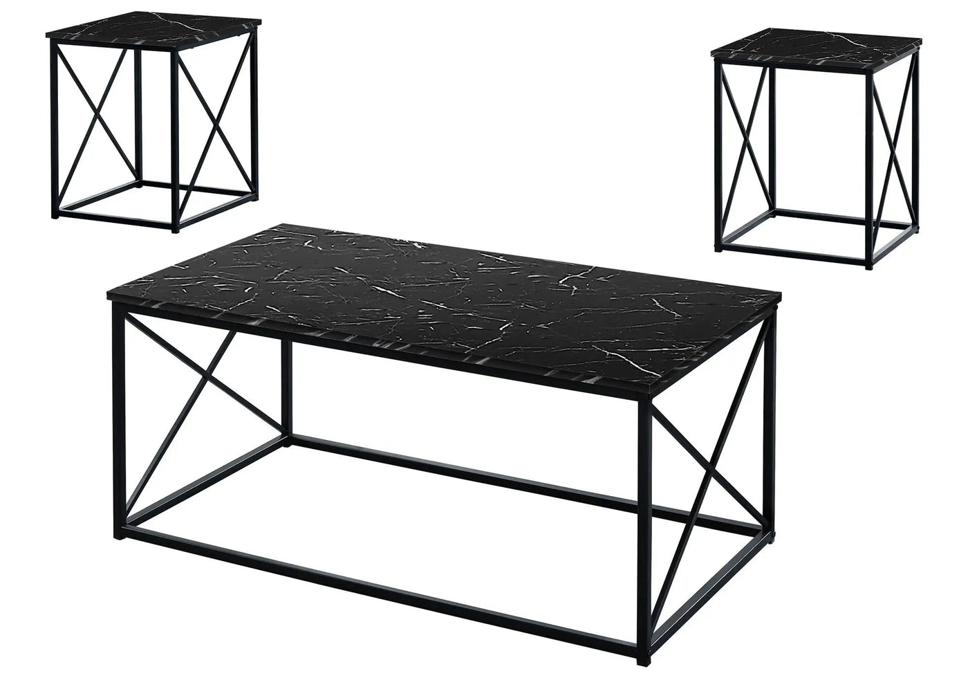 3-Piece Contemporary Living Room Table Set with Marble Look Finish by HouseOfZazla