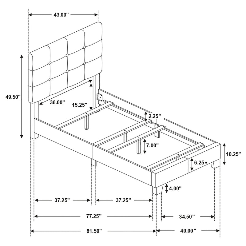 Mapes Upholstered Twin Panel Bed Charcoal by Unique Piece Furniture