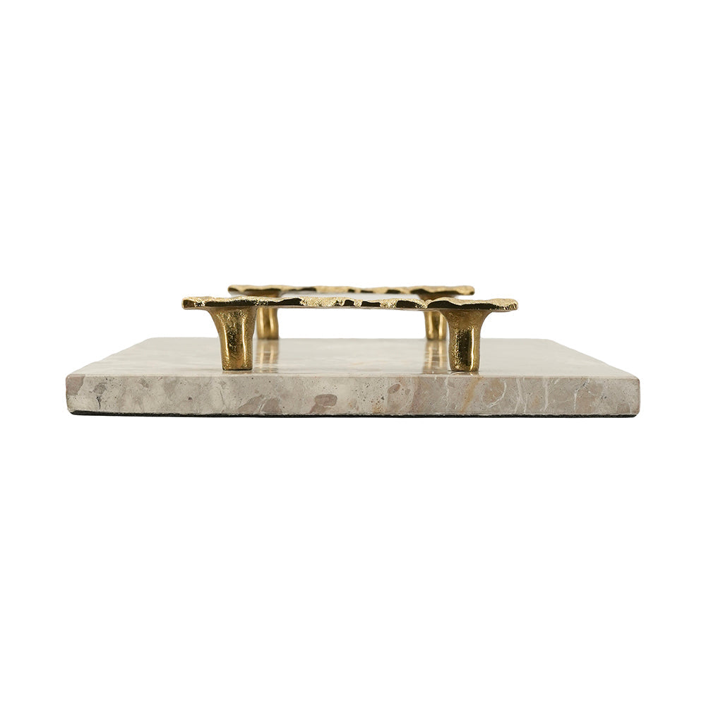 Marble Tray with Gold Handles – 17.7x9.7x2 Inches, photo 7 of 10