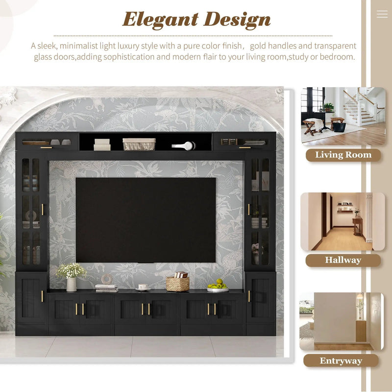 Wall Unit Entertainment Center With Bookshelves For TVs Up to 80" by HouseOfZazla