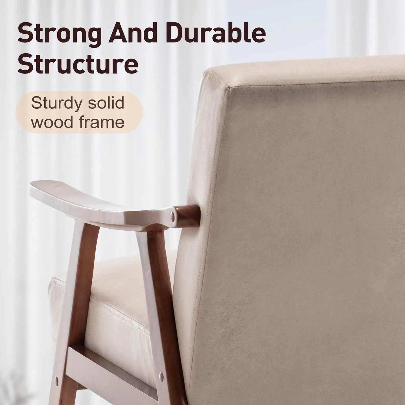 Mid Century Modern Accent Chair With Solid Wood Frame And Extra Thick Backrest by Unique Piece Furniture