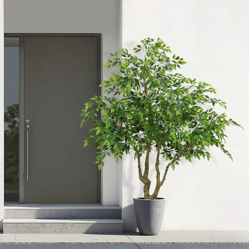 Artificial Banyan Tree With A Trunk And Lifelike Leaves, For Indoor And Outdoor Use - Green by HouseOfZazla