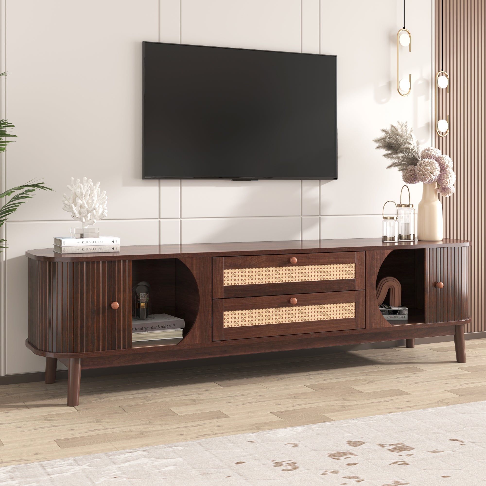 Modern Farmhouse Rattan TV Stand by BLAKHOM