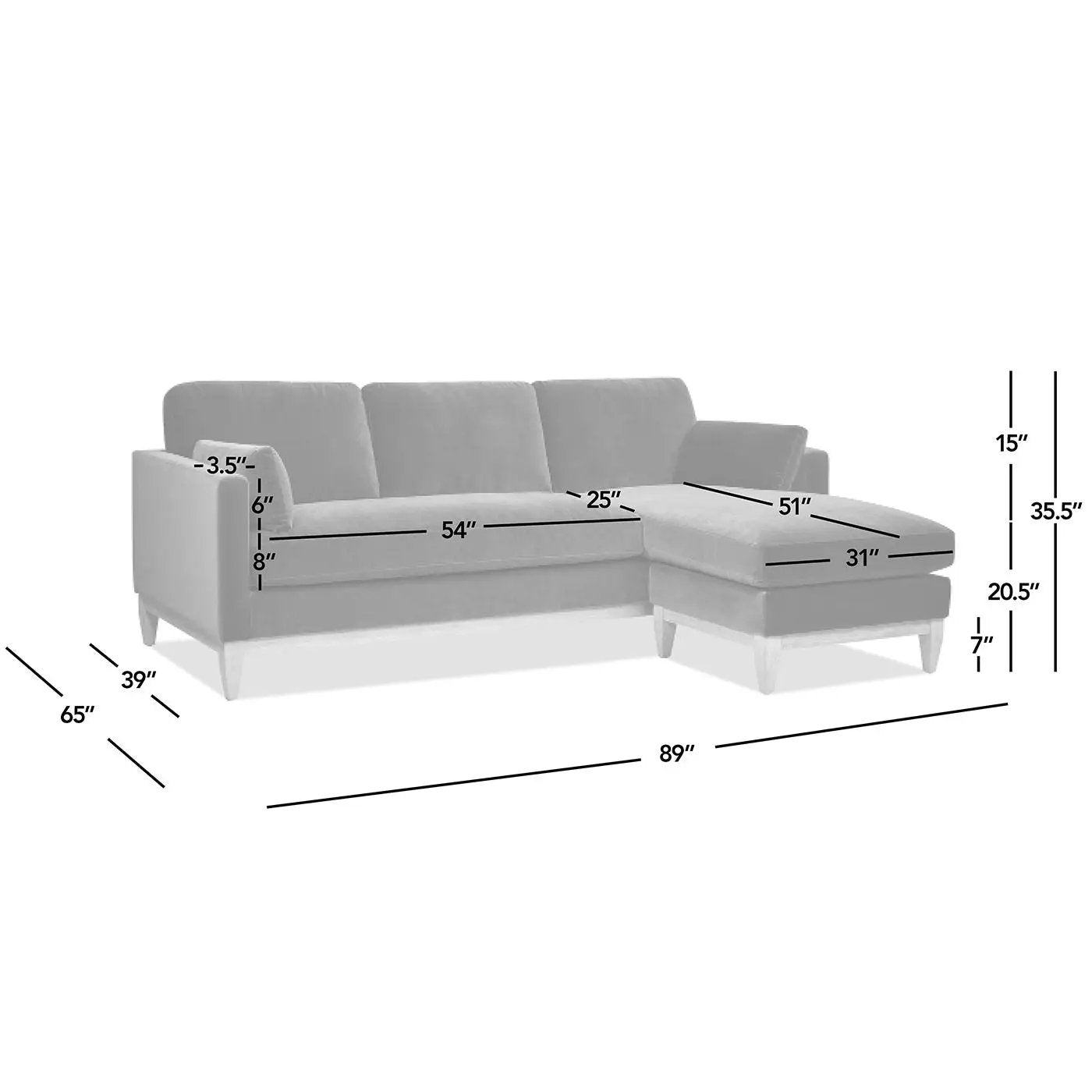 Knox - Modern Farmhouse Reversible Chaise Sectional Sofa by HouseOfZazla