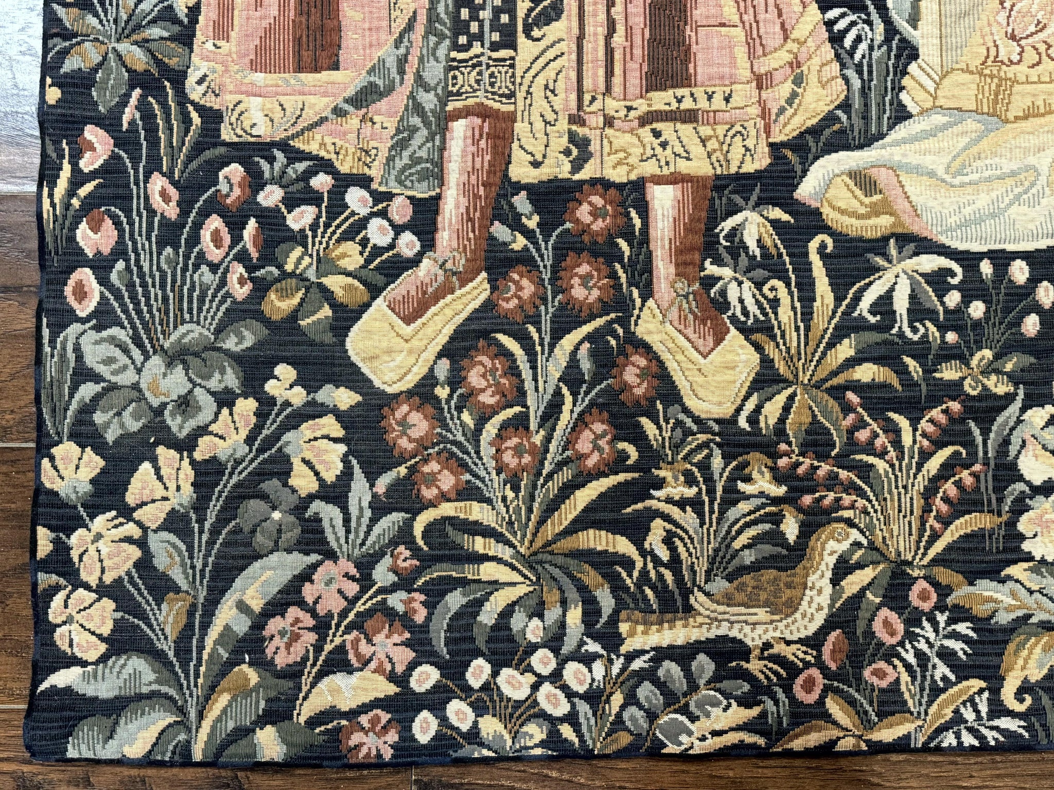 Vintage Belgium Tapestry 4x5, The Concet Musicians, Green by Jewel Rugs