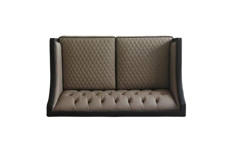 House Beatrice - Loveseat With 3 Pillows - Tan Synthetic Leather , Black Synthetic Leather & Charcoal by Unique Piece Furniture